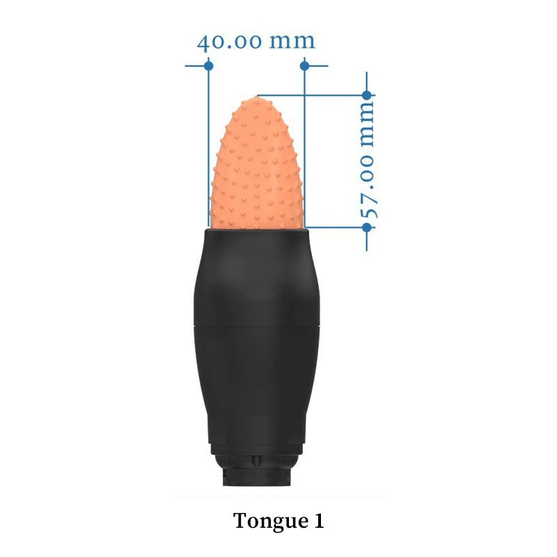 Textured Tongue 1 stimulator attachment for handbag-style power units featuring a 57mm height and nubbed silicone surface for sensory play.