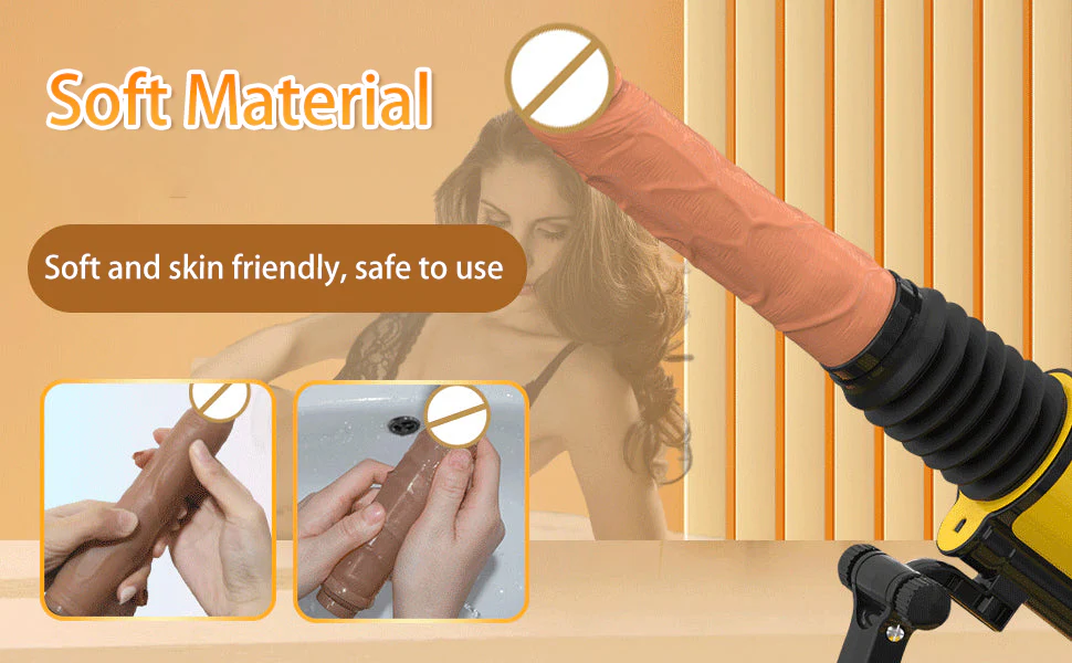 Demonstration of the soft, skin-friendly silicone material of the realistic attachment being easily cleaned under running water.