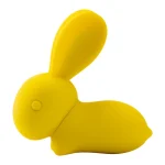 High-resolution product photography of the yellow HH Happy Bunny clitoral vibrator, emphasizing its bright color and smooth, skin-safe texture.