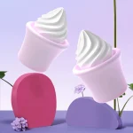 Two pastel-colored intimacy tools displayed with floral accents, highlighting the lightweight build and ergonomic shape for easy handling during solo play.
