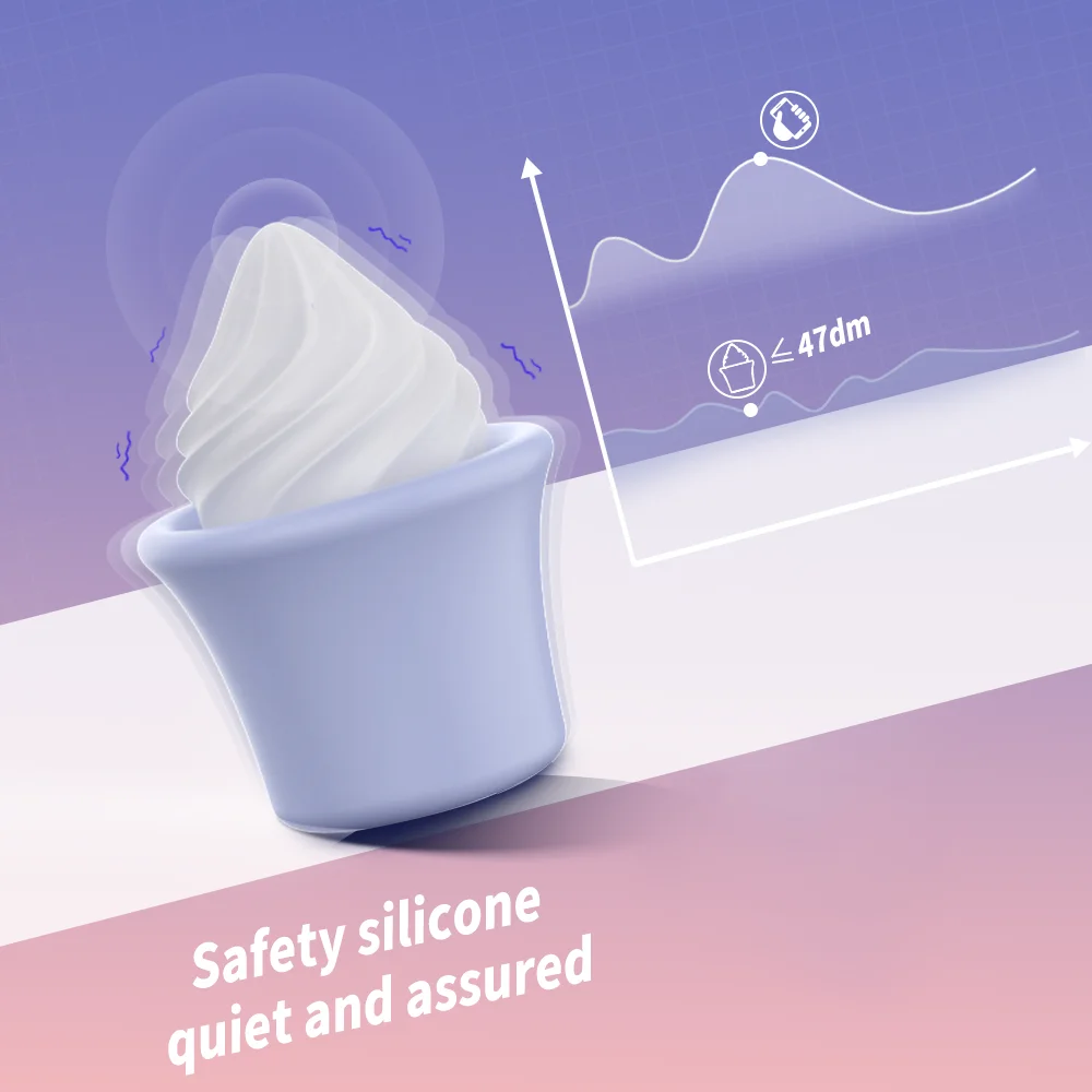 Infographic highlighting the whisper-quiet motor of this intimate massager, operating at less than 47 decibels for ultra-discreet personal use.