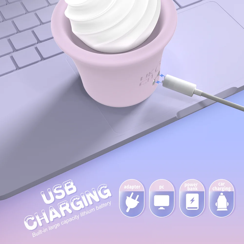Convenient USB charging interface for the portable pleasure tool, compatible with laptops, power banks, and car adapters for on-the-go charging.