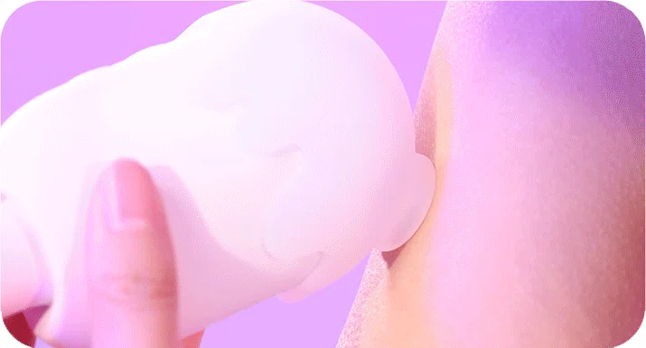 Demonstration of the targeted suction feature on a pleasure device, designed for precise external stimulation and a realistic sensation.
