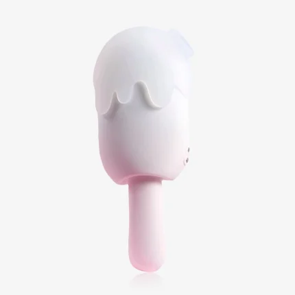 Clean studio shot of the HH Ice Pop in a soft pink and white gradient, highlighting its sleek, seamless design and realistic popsicle shape.