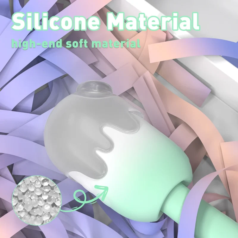 Detailed view of the premium, body-safe soft silicone material used in the construction of this popsicle-shaped clitoral stimulator.