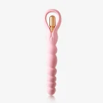 Ergonomic pink silicone sleeve attachment for the Joy Rod massager designed for enhanced grip and varied textural sensations.