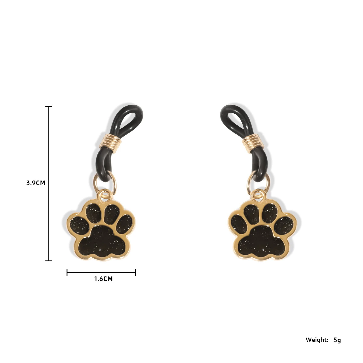 Detailed view of black enamel cat paw nipple charms, highlighting the adjustable gold-tone hardware and non-piercing attachment for versatile body play.