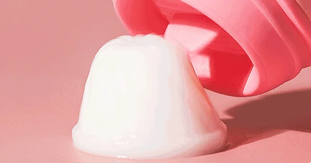 Detailed view of the interior licking mechanism showing the white, wavy internal ridges designed for intense sensory stimulation.