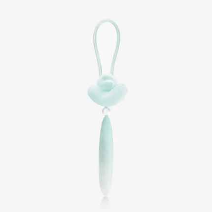 Mint green HH Loom rechargeable vibrator for solo or partner play featuring a unique cloud-shaped stimulator head and weighted base.