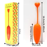 Detailed size dimensions for the carrot vibrator and packaging, showing a total length of 16.5cm and a body width of 3cm.