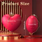 Product dimensions infographic for the LoveWave heart-shaped vibrator showing a compact 3.2-inch height and 3.1-inch width for portable pleasure.