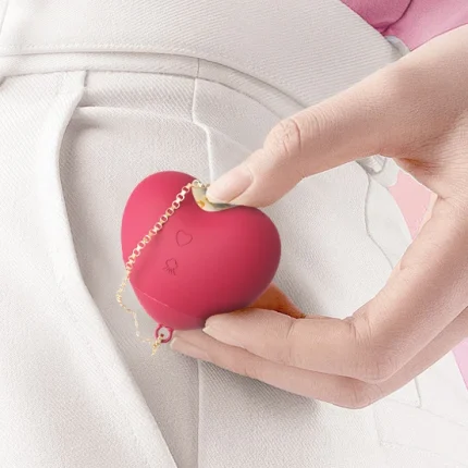 Lifestyle shot demonstrating the compact and portable size of the intimacy toy, easily fitting into a pocket for travel-friendly discretion.