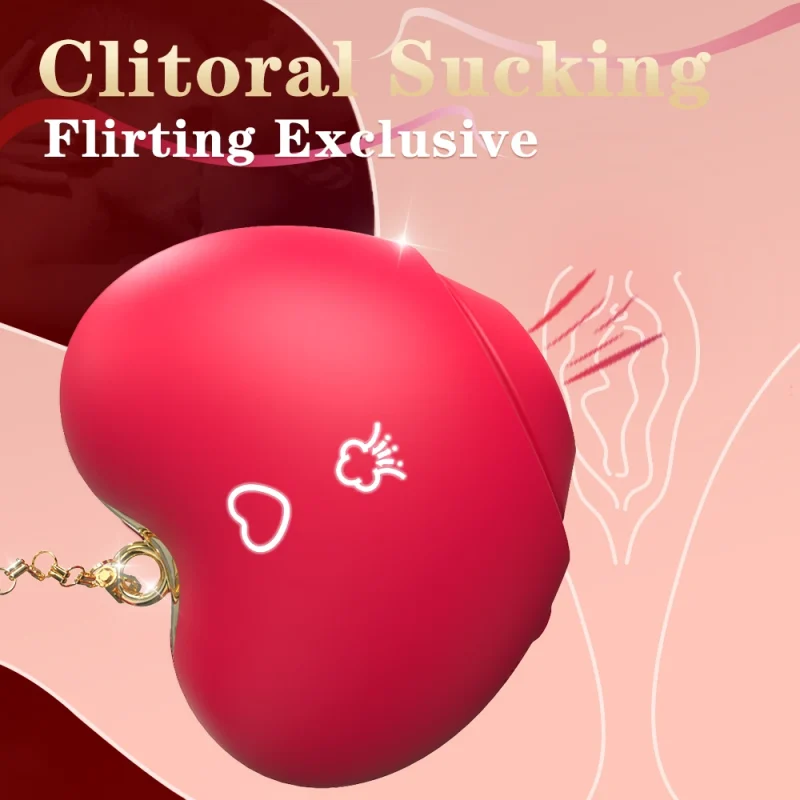 Conceptual graphic highlighting the targeted air-pulse suction technology designed for precise clitoral stimulation and flirting.