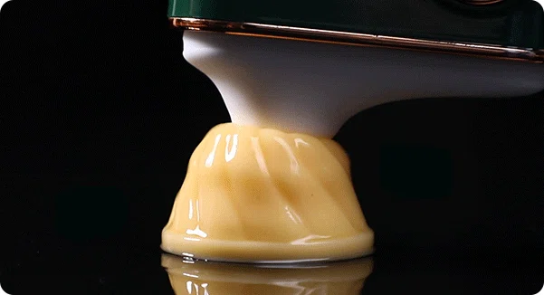 A macro shot demonstrating the gentle yet powerful suction technology of the soft silicone nozzle against a flexible surface, mimicking oral sensations.