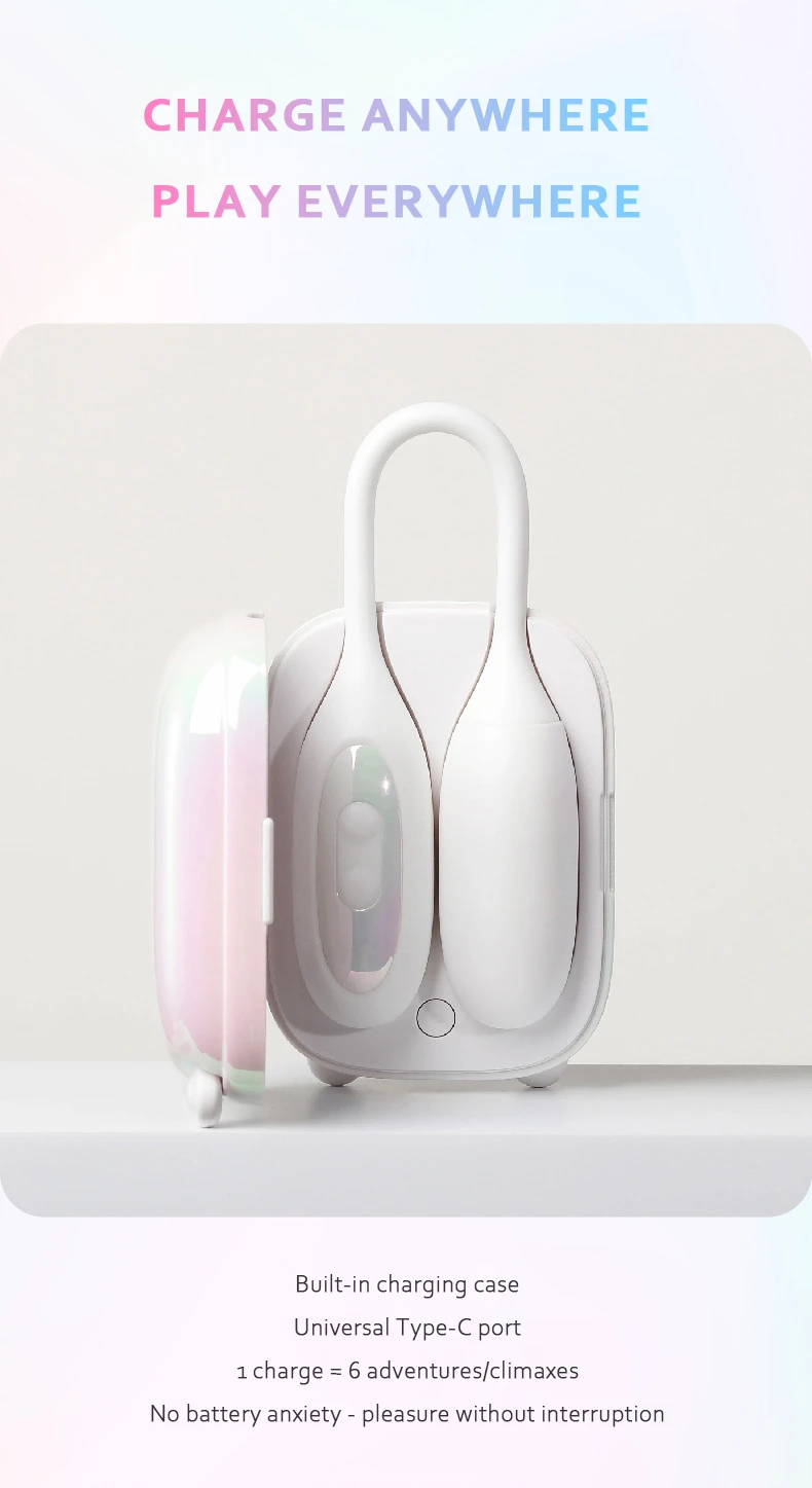 Open view of the Magic Suitcase charging dock showing the dual-ended intimacy tool magnetically seated inside the universal Type-C powered storage case.