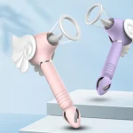 Product color variety display featuring the HH Magic Wand in pastel pink and lavender purple on minimalist pedestals.