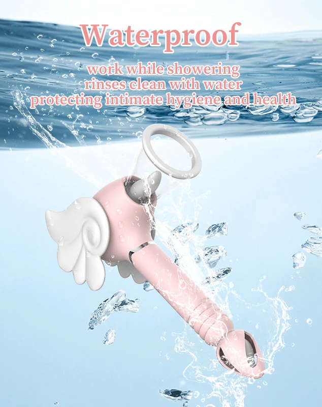 Fully waterproof intimacy device shown submerged in water, illustrating its suitability for use in the shower or bath.