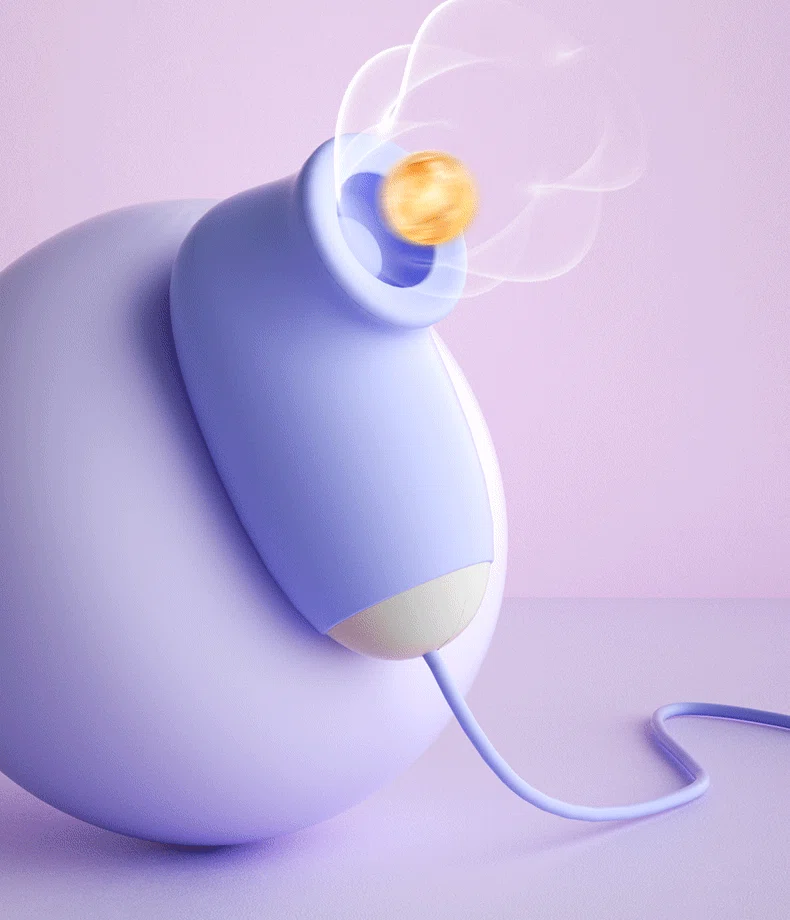 A close-up demonstration of the air-pulse technology, showing the targeted suction nozzle designed for intense clitoral stimulation and sensitive-area massage.