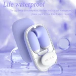Product infographic explaining the "Life Waterproof" rating, noting the waterproof egg body for bath-time use and the splash-resistant storage box.