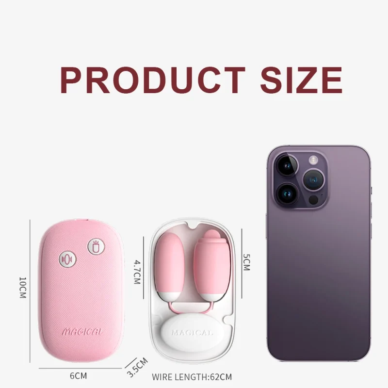 Product size comparison chart showing the 10cm x 6cm dimensions of the compact pleasure kit alongside a smartphone for scale.