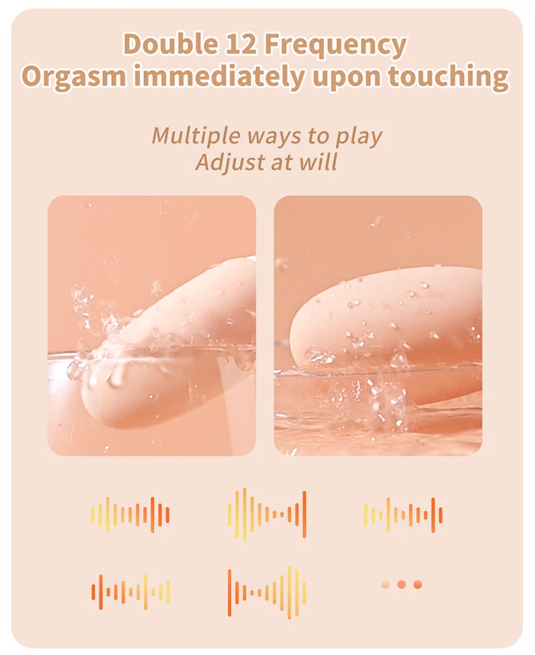 Fully waterproof adult toy being submerged in water, demonstrating the IPX7 rating and 12 adjustable vibration frequencies for versatile play.