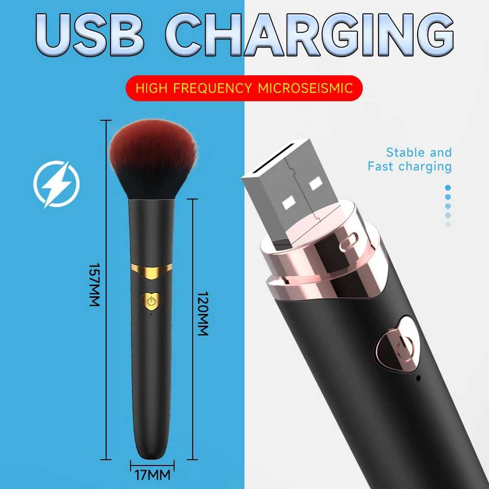 Technical specifications of the USB rechargeable intimacy device showing the 157mm length and stable fast-charging port.