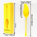 Technical dimension chart for the HH Mango vibrator and packaging, indicating a 18cm product length and 7.5cm stimulator head for precise sizing.