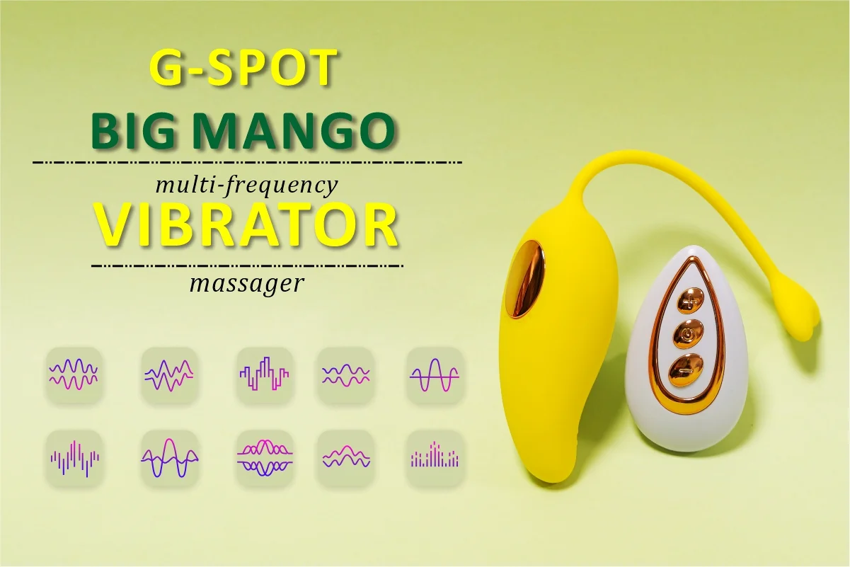 Visual guide to the 10 unique vibration patterns and frequencies available on the HH Mango multi-frequency massager and G-spot jumping egg.
