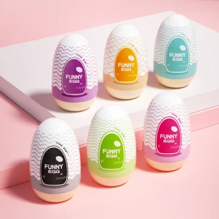 Multi-colored "Funny Egg" collection showcasing the variety of internal textures available in this comprehensive men's gift set.