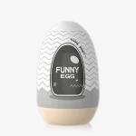The sleek, grey-toned Funny Egg portable intimacy tool featuring a discreet, travel-friendly design and ergonomic egg-shaped outer shell.
