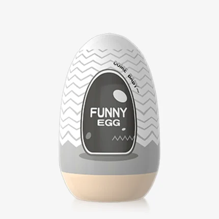 The sleek, grey-toned Funny Egg portable intimacy tool featuring a discreet, travel-friendly design and ergonomic egg-shaped outer shell.