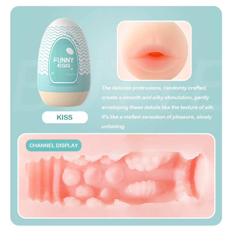 Macro shot of the "Kiss" model's interior channel highlighting silky, randomly crafted protrusions for a smooth and gentle melting sensation.