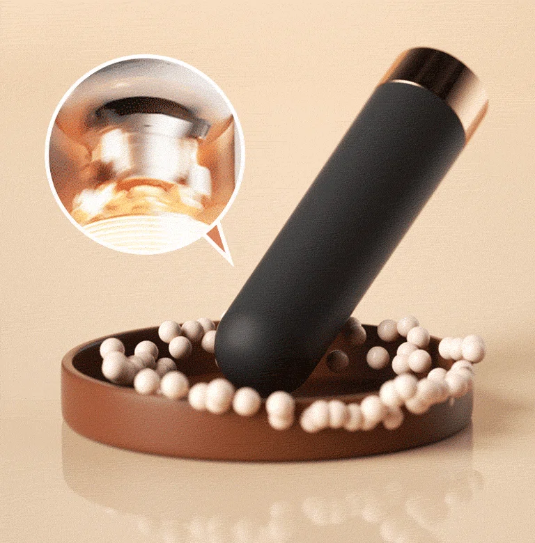 Close-up technical infographic of the Mily bullet vibrator showing the internal powerful motor construction for deep-tissue clitoral stimulation.