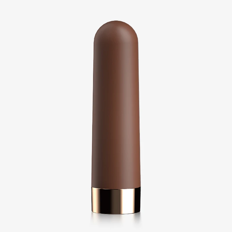 hh-mily-bullet-gallery-8 Minimalist portrait of the chocolate brown MILY clitoral stimulator featuring a smooth matte finish and luxury rose gold metallic base.