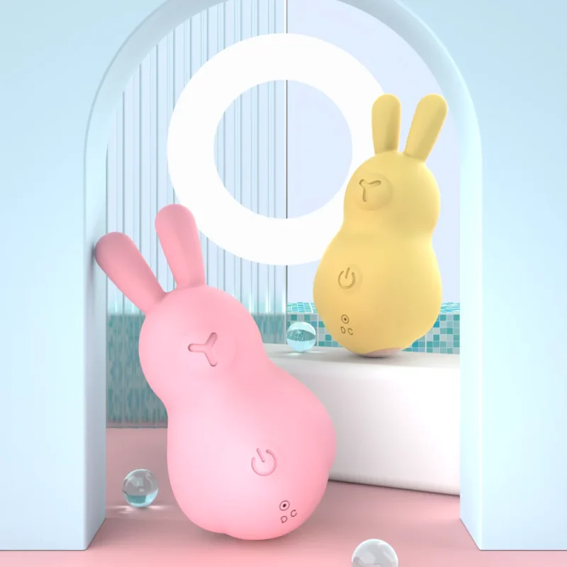 Two discreet bunny vibrators displayed in a modern lifestyle setting, emphasizing their compact and portable nature for on-the-go intimacy.