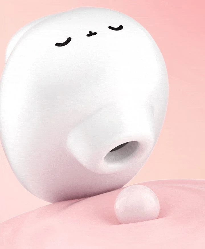 Close-up of the oral-simulation nozzle on the Moon Rabbit pleasure device, highlighting the ergonomic air-pulse stimulator for precise clitoral targeting.