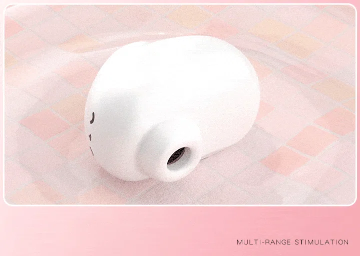 The Moon Rabbit clitoral stimulator shown on a tiled surface, emphasizing the multi-range vibration modes and versatile stimulation patterns for personalized pleasure.