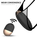 Sleek black wearable vibrator shown with a matching wireless remote, designed for seamless integration with intimate apparel.