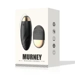 Professional retail packaging for the Murney black intimacy device showcasing international quality and safety certifications.