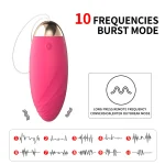 Detailed infographic chart illustrating the 10 unique vibration frequencies and burst mode patterns of the Murney wireless egg.