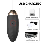 USB rechargeable pleasure device showing versatile charging options via phone adapter, power bank, and laptop.