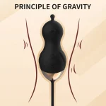 Infographic demonstrating the "Principle of Gravity" technology where the adult toy’s vibration intensity shifts based on the device's physical orientation.