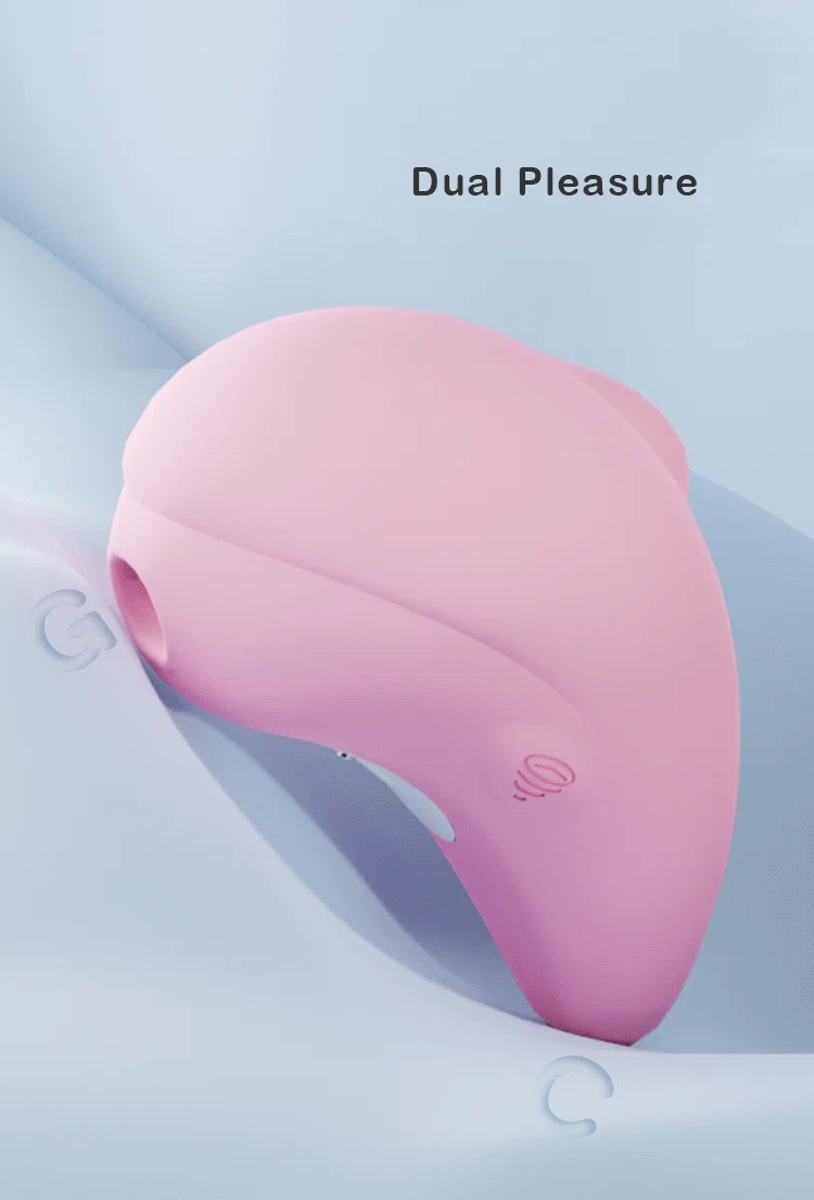 Dual-pleasure stimulator showcasing the specialized "Soft Lips" suction mouth designed for targeted air-pulse clitoral stimulation.