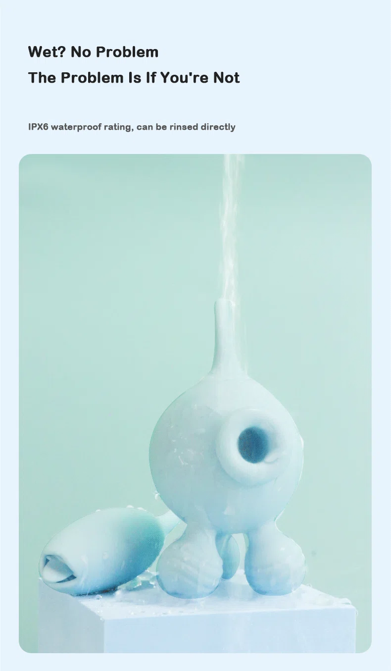 IPX6 waterproof adult toy being rinsed under water to demonstrate easy cleaning and bath-friendly durability.