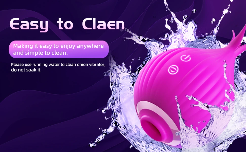 Waterproof HH Onion vibrator shown under running water to demonstrate easy-to-clean hygiene features.
