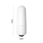 Technical diagram of the Pearl Bullet vibrator showing precise dimensions of 55mm in length and 18mm in width for a compact, pocket-sized design.