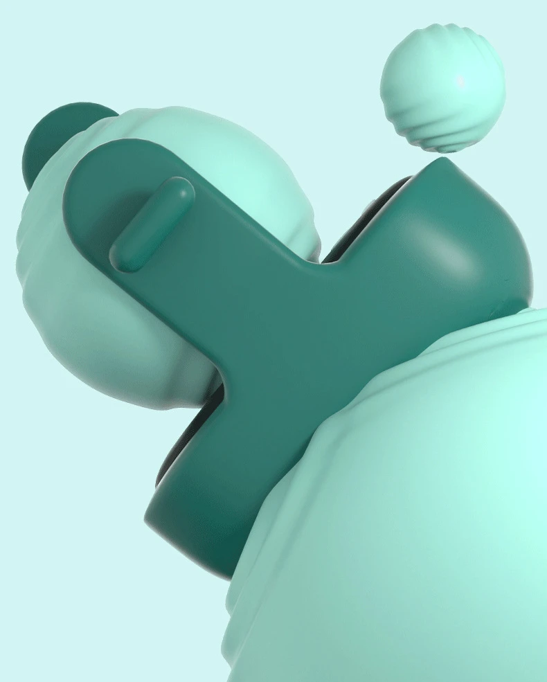 Abstract 3D render of the textured teal silicone surface of the intimacy device, emphasizing its soft and skin-friendly material.