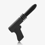 Full-body profile of the HH handheld massage device featuring a matte silicone finish and ergonomic pistol-style grip.