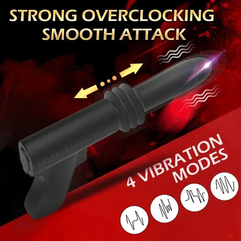Professional infographic of a high-frequency adult pleasure device featuring 4 unique vibration modes and smooth attack technology.