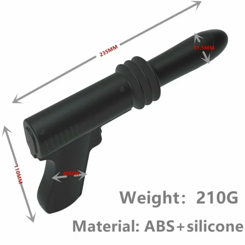 Dimension and material specifications for the 210g ABS and silicone pleasure wand, including a total length of 235mm.